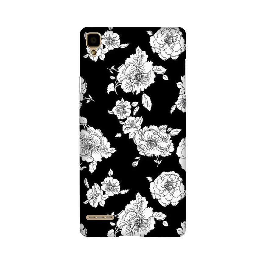 White flowers Black Background Case for Oppo F1