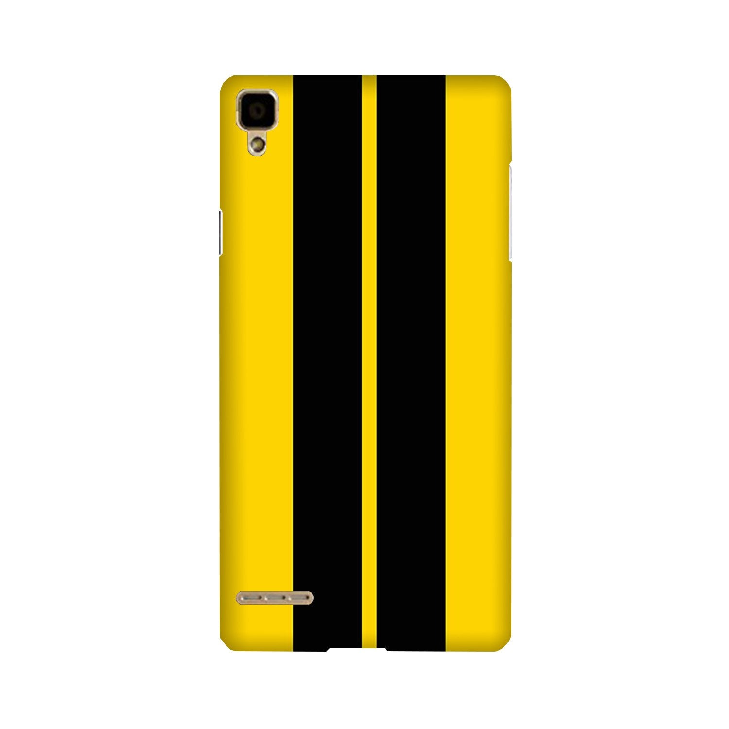 Black Yellow Pattern Mobile Back Case for Oppo F1  (Design - 377)