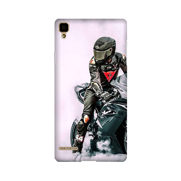 Biker Mobile Back Case for Oppo F1  (Design - 383)