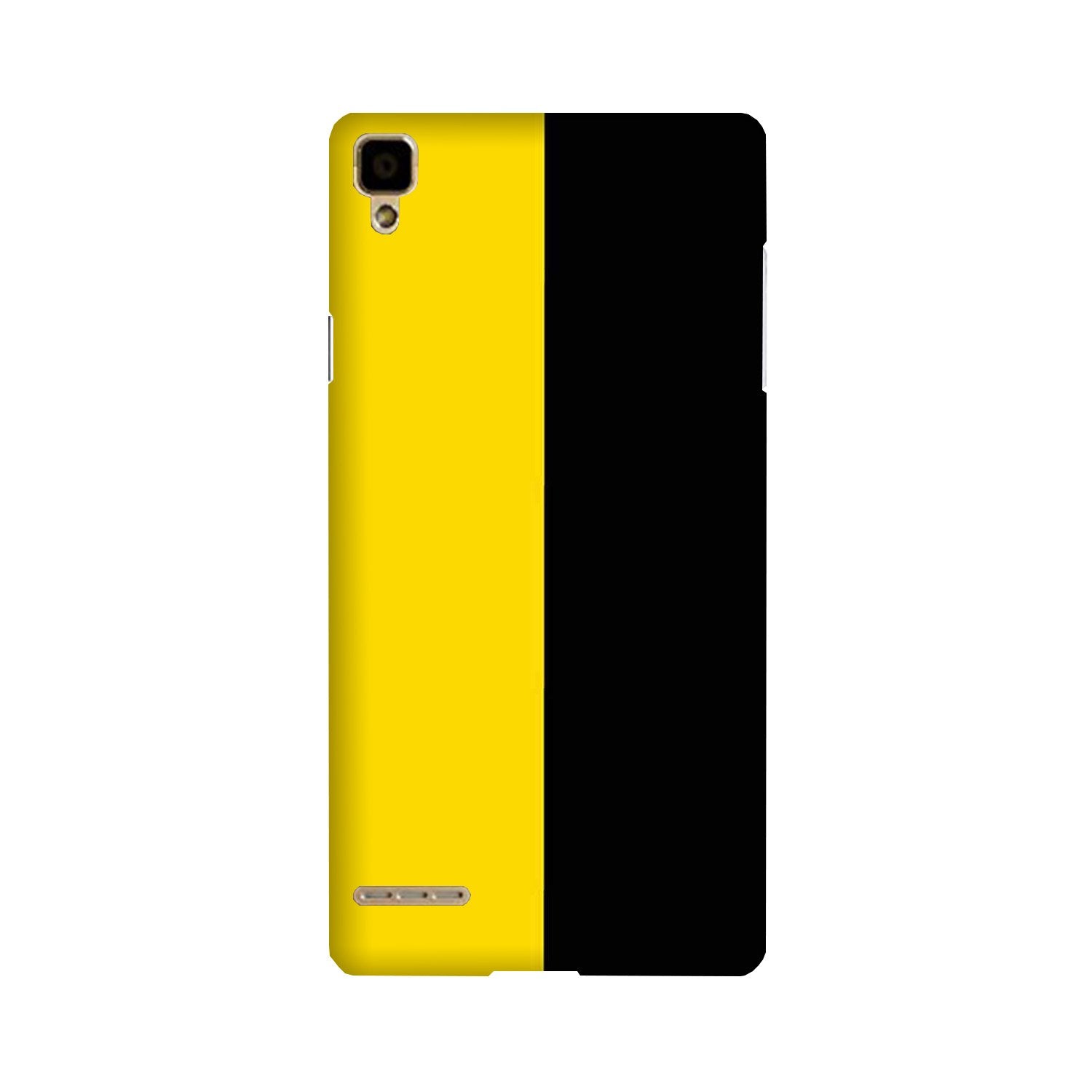 Black Yellow Pattern Mobile Back Case for Oppo F1  (Design - 397)