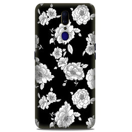 White flowers Black Background Case for Oppo F11