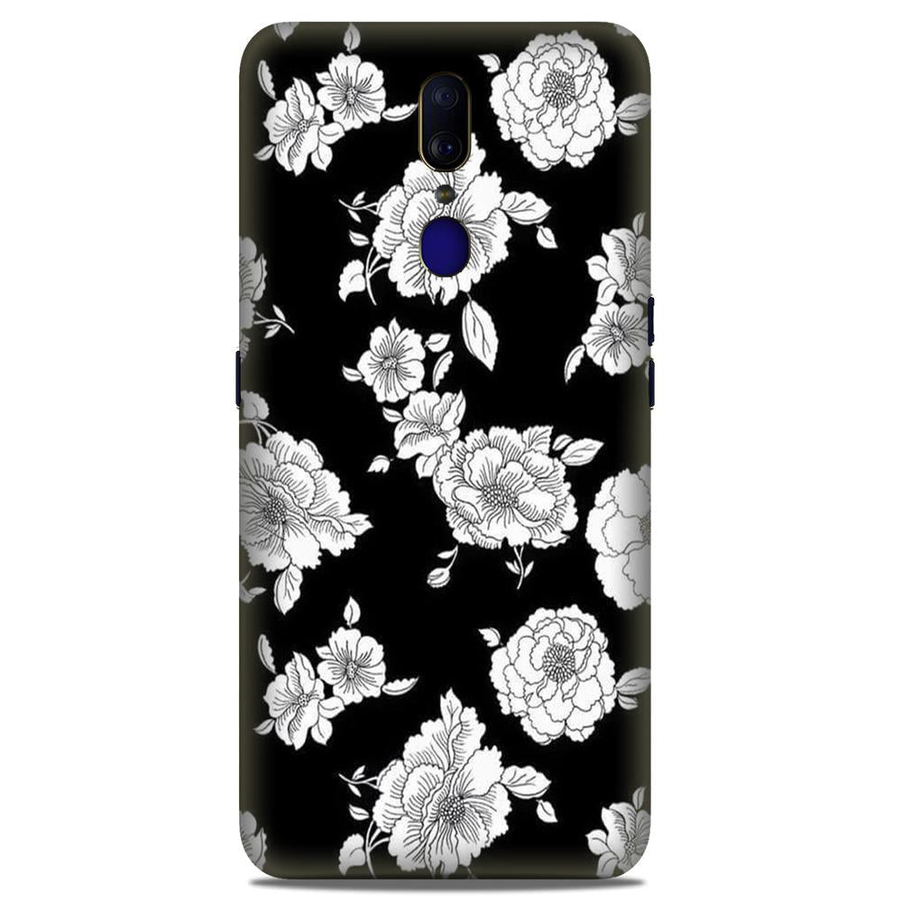 White flowers Black Background Case for Oppo A9