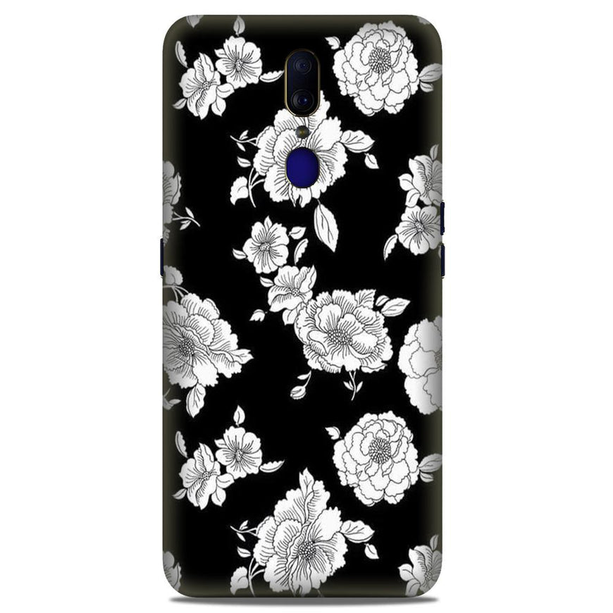 White flowers Black Background Case for Oppo F11