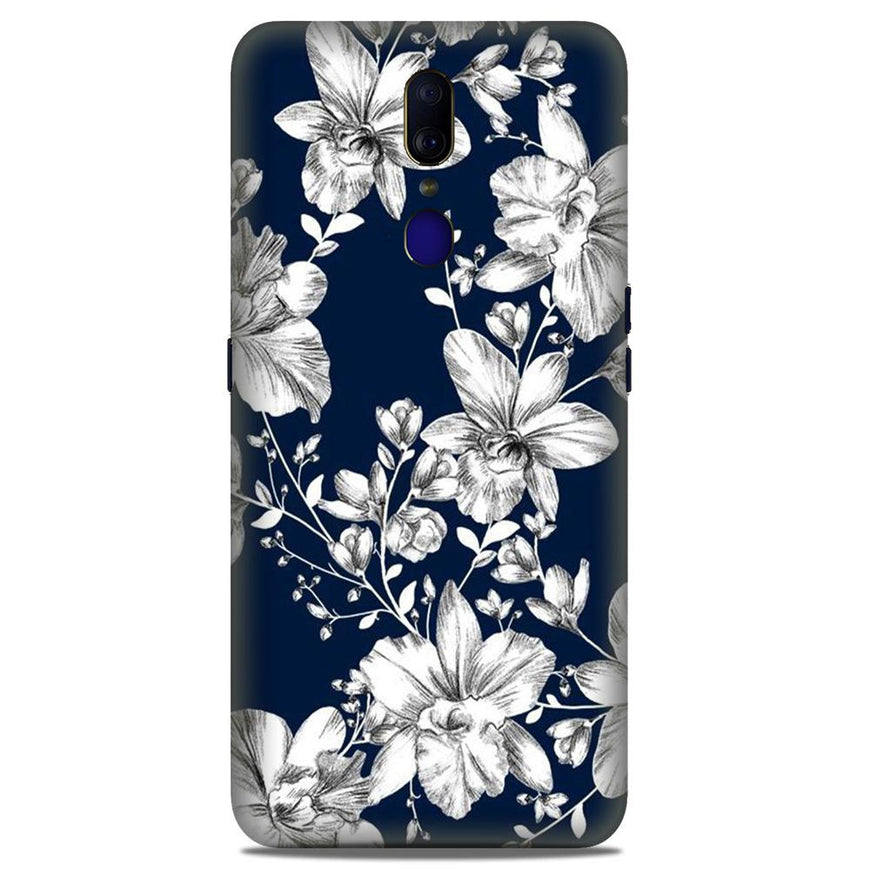 White flowers Blue Background Case for Oppo F11