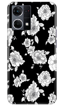 White flowers Black Background Mobile Back Case for Oppo F12 Pro (Design - 9)