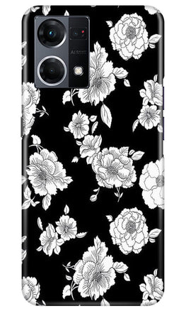 White flowers Black Background Case for Oppo F12 Pro
