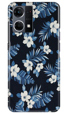 White flowers Blue Background2 Mobile Back Case for Oppo F12 Pro (Design - 15)