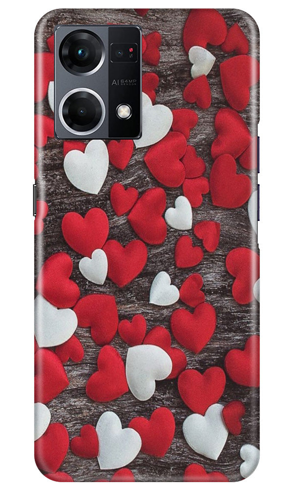 Red White Hearts Case for Oppo F12 Pro  (Design - 105)