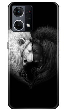Dark White Lion Mobile Back Case for Oppo F12 Pro  (Design - 140)