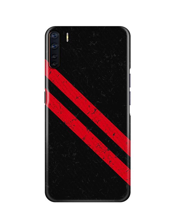 Black Red Pattern Mobile Back Case for Oppo F15(Design - 373)