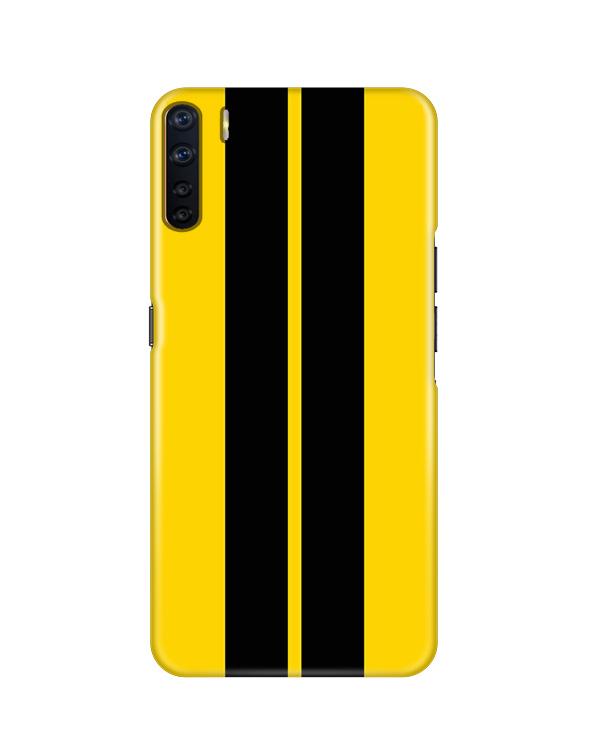 Black Yellow Pattern Mobile Back Case for Oppo F15  (Design - 377)
