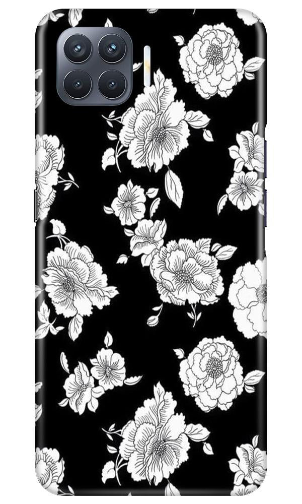 White flowers Black Background Case for Oppo F17 Pro