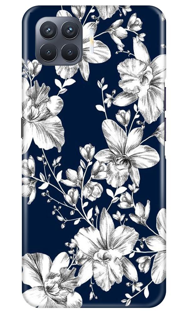 White flowers Blue Background Case for Oppo F17 Pro