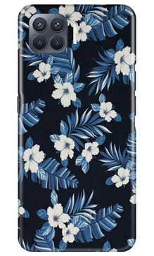 White flowers Blue Background2 Mobile Back Case for Oppo F17 Pro (Design - 15)