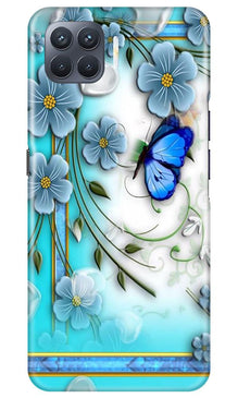 Blue Butterfly Mobile Back Case for Oppo F17 Pro (Design - 21)