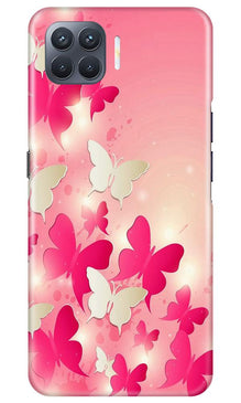 White Pick Butterflies Mobile Back Case for Oppo F17 Pro (Design - 28)