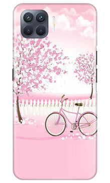 Pink Flowers Cycle Mobile Back Case for Oppo F17 Pro  (Design - 102)