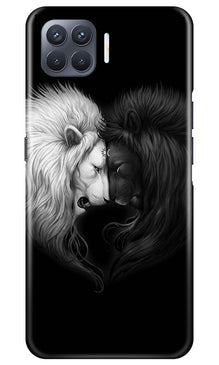 Dark White Lion Mobile Back Case for Oppo F17 Pro  (Design - 140)