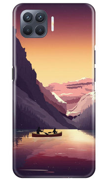 Mountains Boat Mobile Back Case for Oppo F17 Pro (Design - 181)