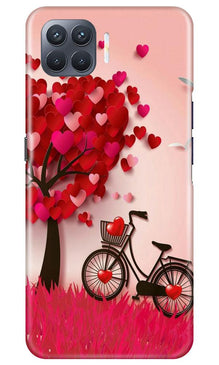 Red Heart Cycle Mobile Back Case for Oppo F17 Pro (Design - 222)