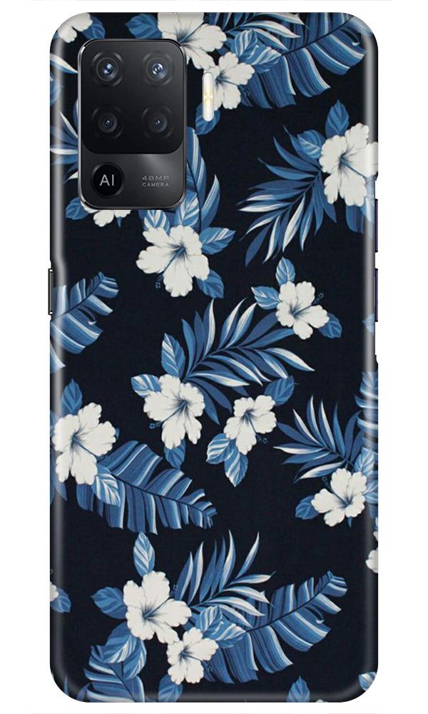 White flowers Blue Background2 Case for Oppo F19 Pro