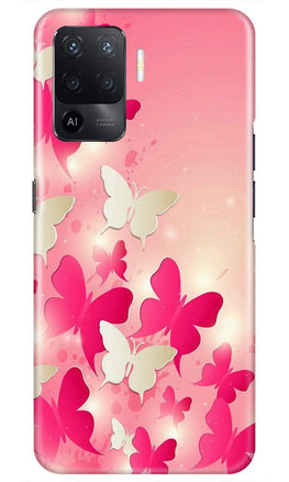 White Pick Butterflies Case for Oppo F19 Pro
