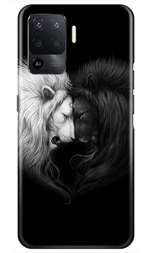 Dark White Lion Mobile Back Case for Oppo F19 Pro  (Design - 140)