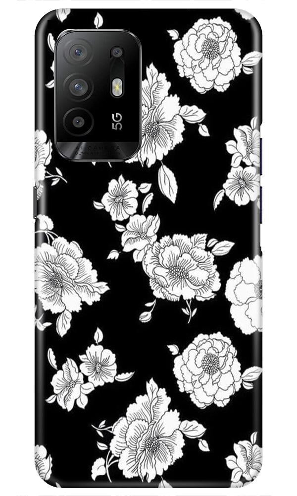 White flowers Black Background Case for Oppo F19 Pro Plus