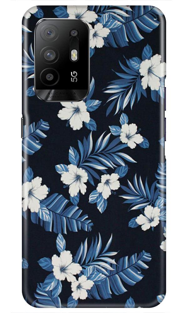 White flowers Blue Background2 Case for Oppo F19 Pro Plus