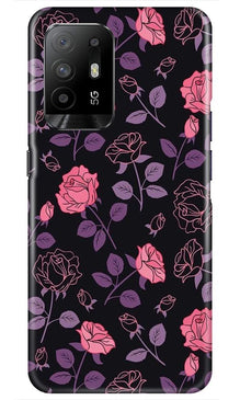 Rose Black Background Mobile Back Case for Oppo F19 Pro Plus (Design - 27)