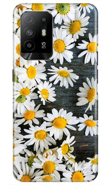 White flowers2 Mobile Back Case for Oppo F19 Pro Plus (Design - 62)