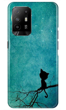 Moon cat Mobile Back Case for Oppo F19 Pro Plus (Design - 70)