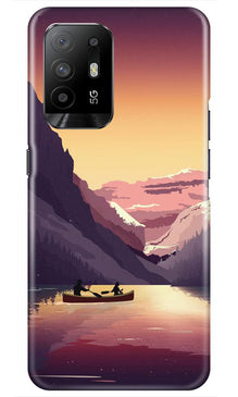 Mountains Boat Mobile Back Case for Oppo F19 Pro Plus (Design - 181)