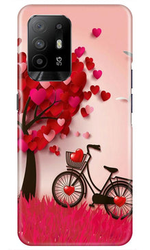 Red Heart Cycle Mobile Back Case for Oppo F19 Pro Plus (Design - 222)