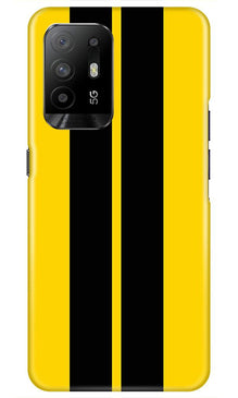 Black Yellow Pattern Mobile Back Case for Oppo F19 Pro Plus (Design - 377)