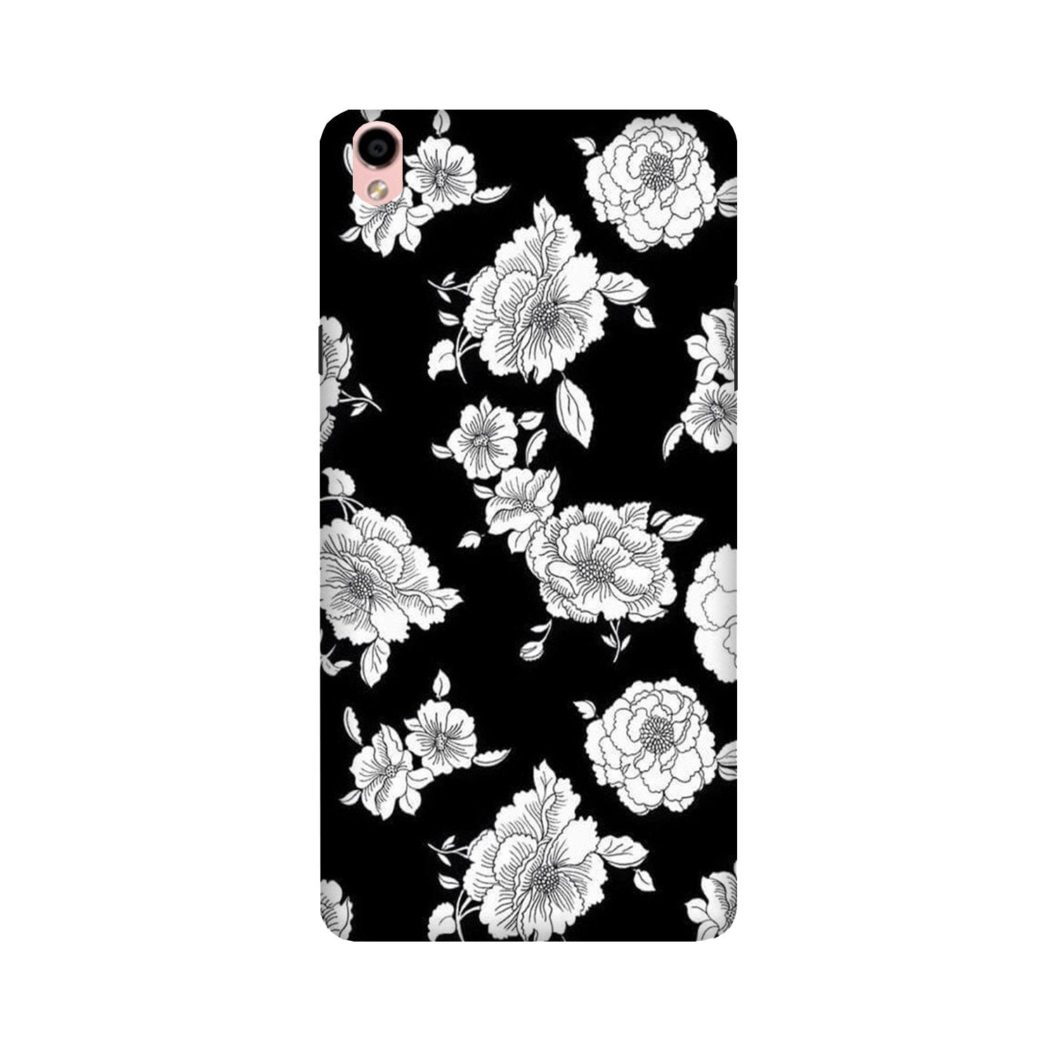 White flowers Black Background Case for Oppo F1 Plus