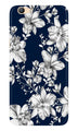 White flowers Blue Background Case for Vivo V5/ V5s