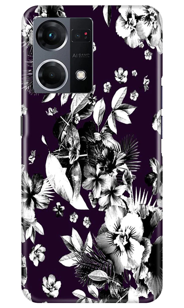 white flowers Case for Oppo F21 Pro 4G