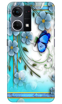 Blue Butterfly Mobile Back Case for Oppo F21 Pro 4G (Design - 21)