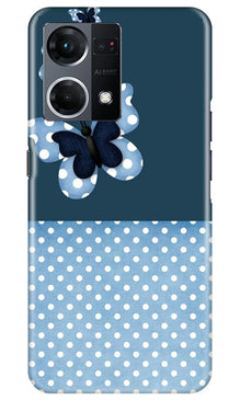 White dots Butterfly Mobile Back Case for Oppo F21 Pro 4G (Design - 31)