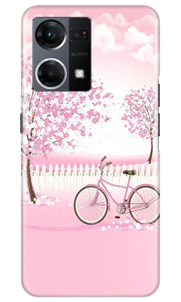 Pink Flowers Cycle Case for Oppo F21 Pro 4G(Design - 102)