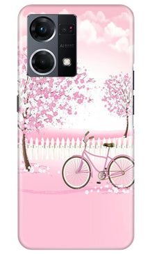 Pink Flowers Cycle Mobile Back Case for Oppo F21 Pro 4G  (Design - 102)