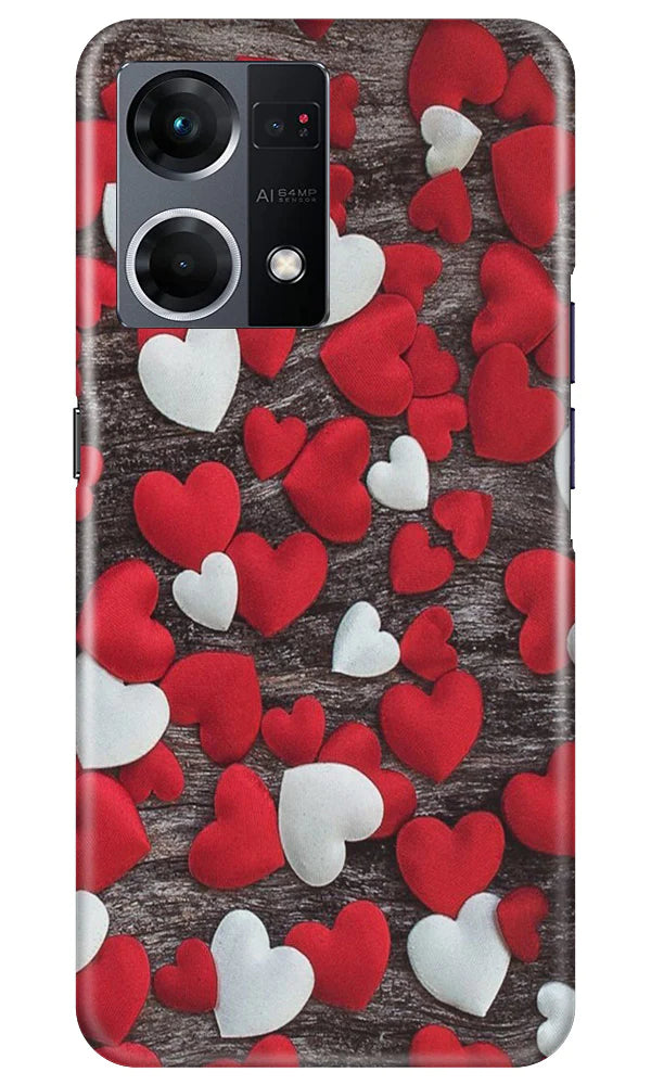 Red White Hearts Case for Oppo F21 Pro 4G  (Design - 105)