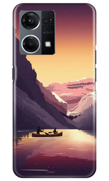 Mountains Boat Mobile Back Case for Oppo F21 Pro 4G (Design - 150)