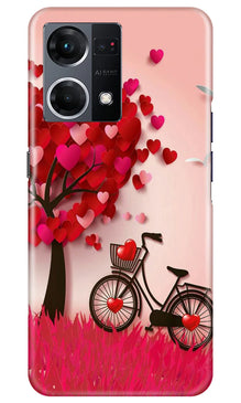 Red Heart Cycle Mobile Back Case for Oppo F21 Pro 4G (Design - 191)