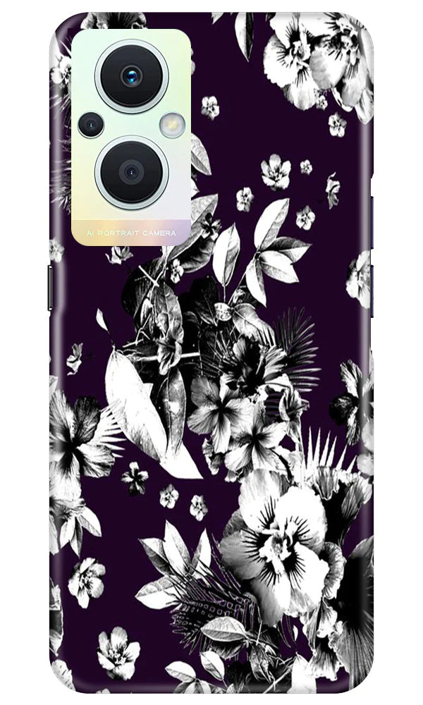 white flowers Case for Oppo F21 Pro 5G