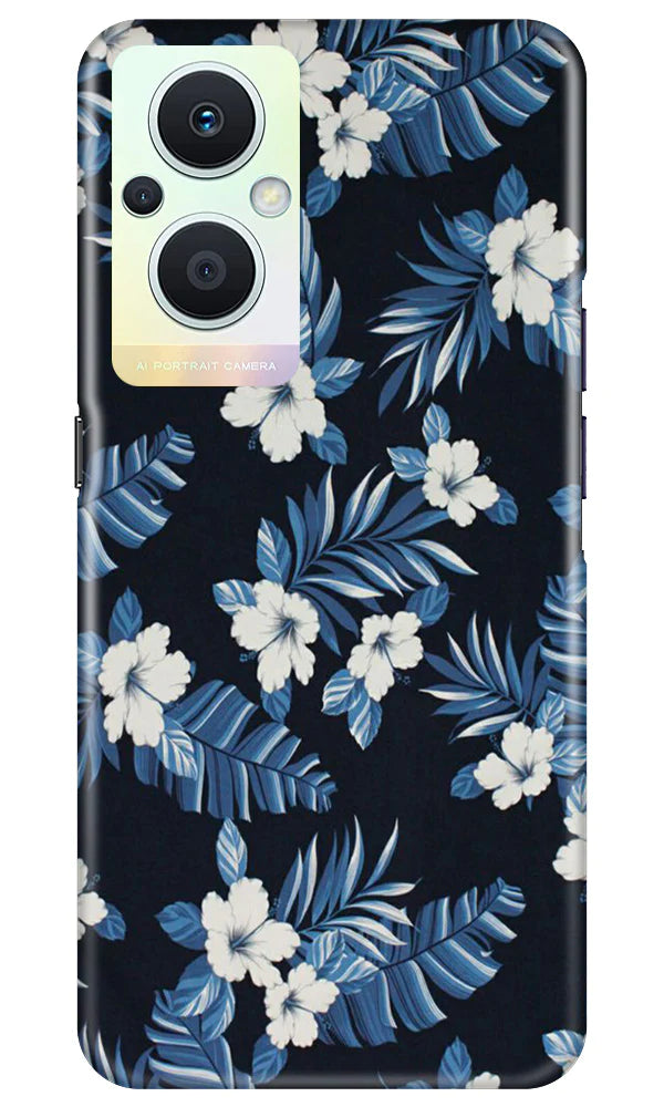 White flowers Blue Background2 Case for Oppo F21 Pro 5G