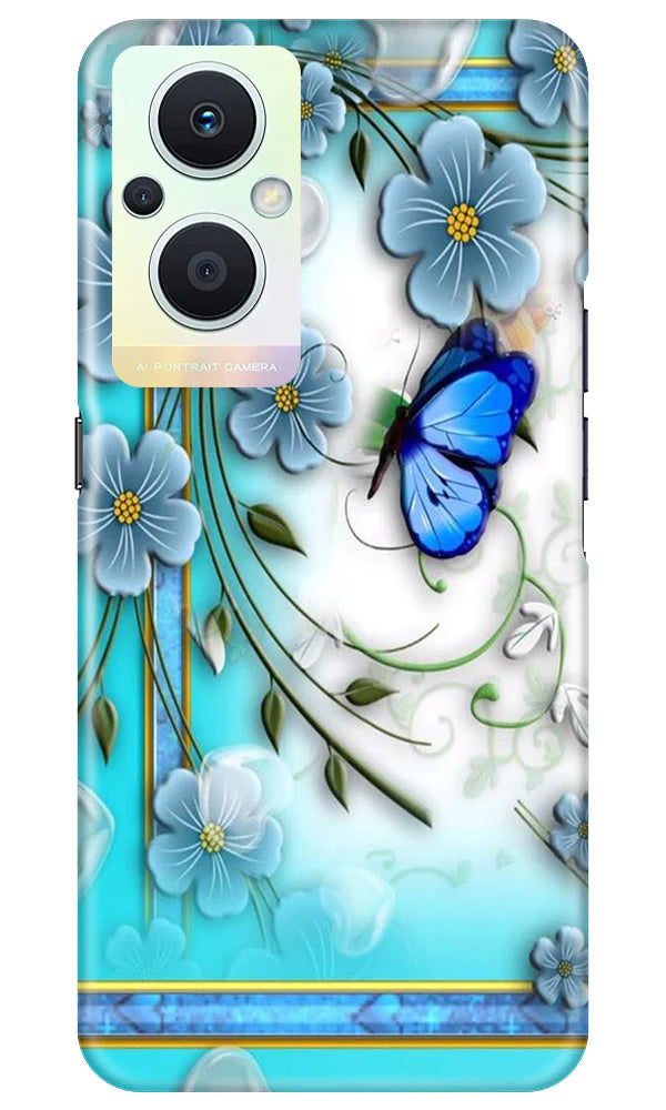 Blue Butterfly Case for Oppo F21 Pro 5G