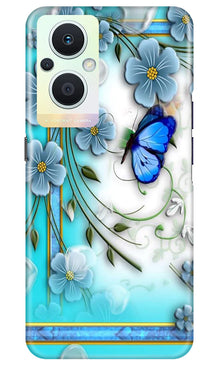 Blue Butterfly Mobile Back Case for Oppo F21 Pro 5G (Design - 21)