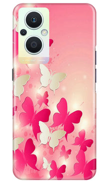 White Pick Butterflies Mobile Back Case for Oppo F21 Pro 5G (Design - 28)